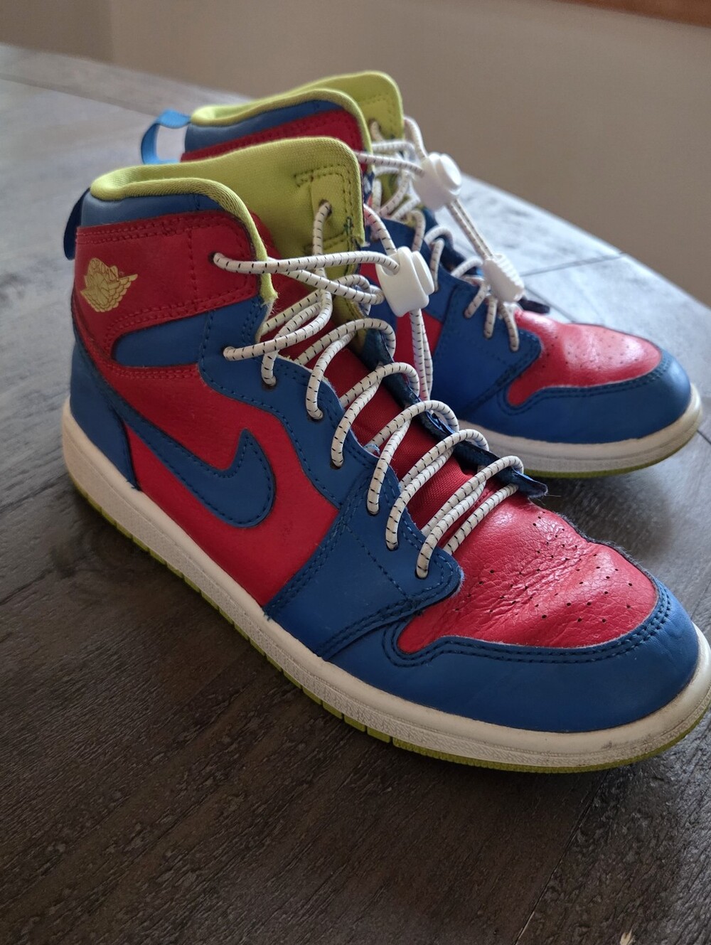 Air Jordan 1, Retro High 'Racing Pack' Leather Red, Blue, Lime Green
